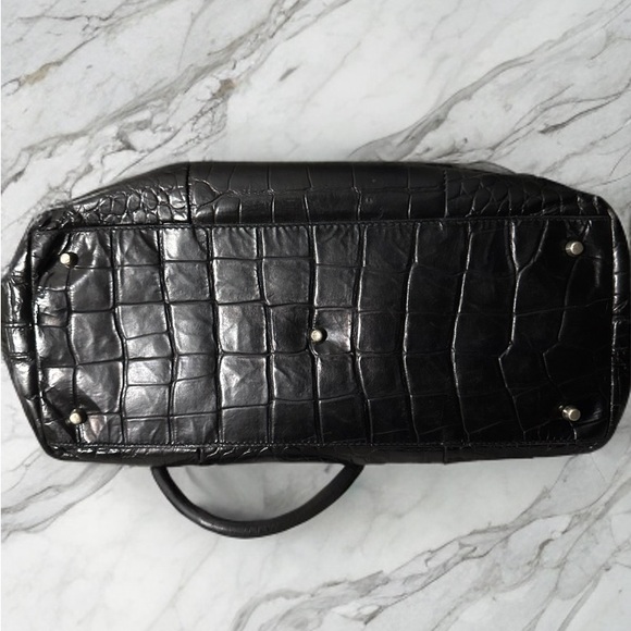 Furla black crocodile leather authentic tote bag very nice big size no call out - Picture 5 of 13